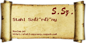Stahl Szörény névjegykártya